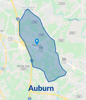 Tip Top Garage Doors Repair Raleigh - Auburn Map