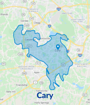 Tip Top Garage Doors Repair Raleigh - Cary Map